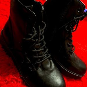 Faux Leather Lace-up Chunky Combat Boots